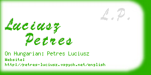 luciusz petres business card